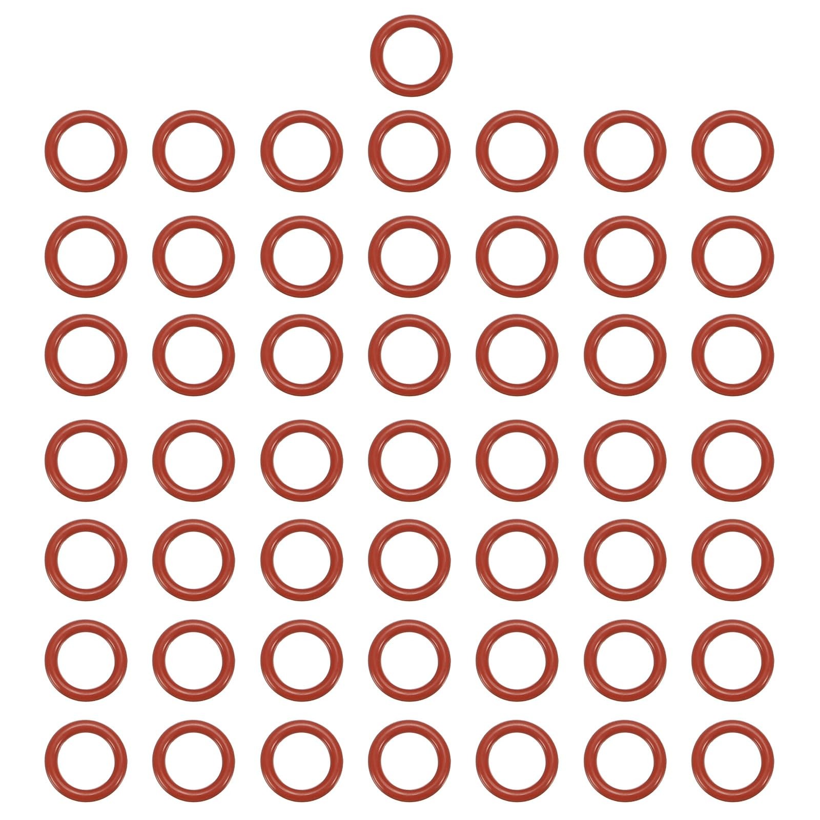 MECCANIXITY 9mm ID 13mm OD 2mm VMQ O-Ring Red 50pc