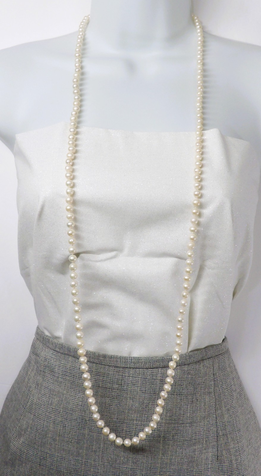 45 inches long white potato Cultured Freshwater Pearl Necklace Knotted NK802B