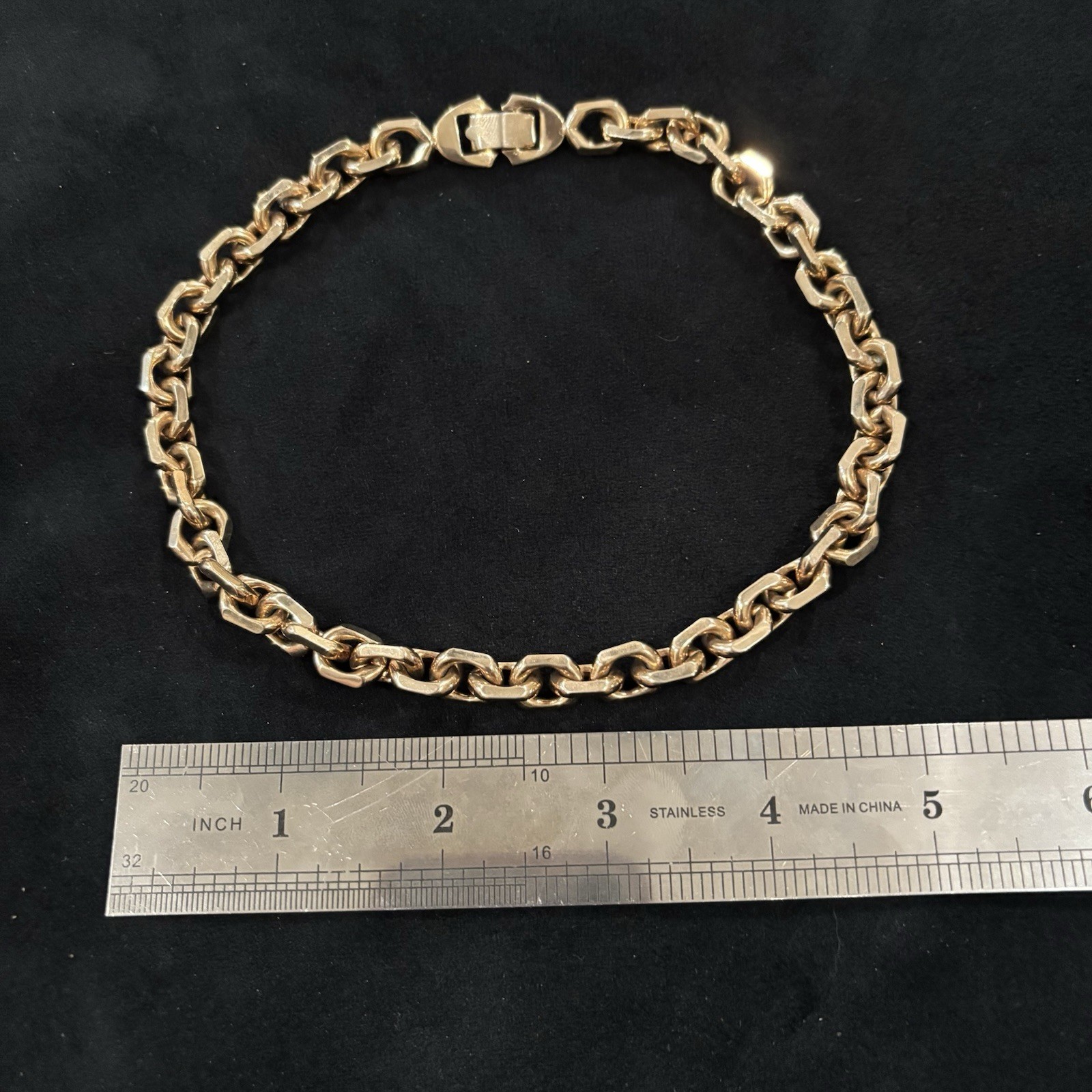 Sperry Gold Tone Chunky Rolo Link Chain Necklace 15” 9.7mm Vintage Signed