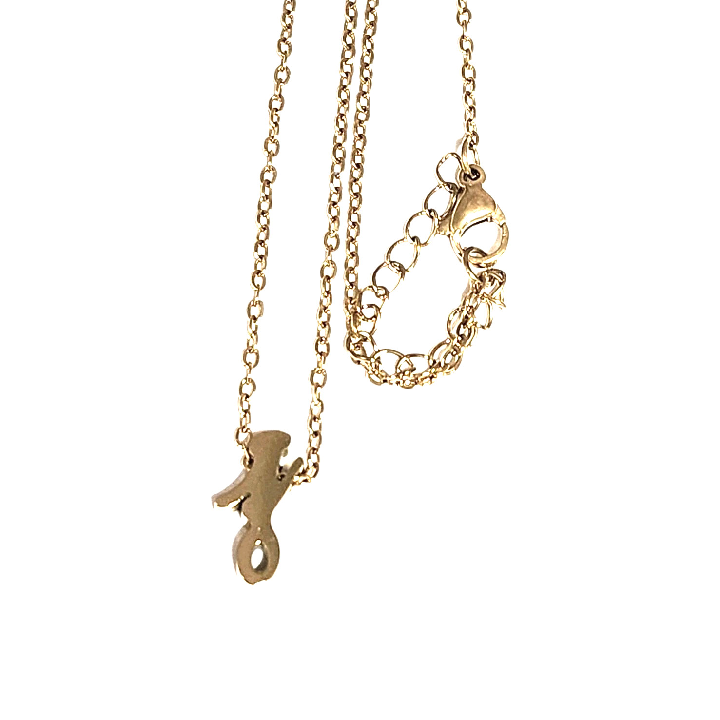 Dainty Cursive Letter J Initial Gold Tone Charm Pendant Necklace 17″ Name Cable