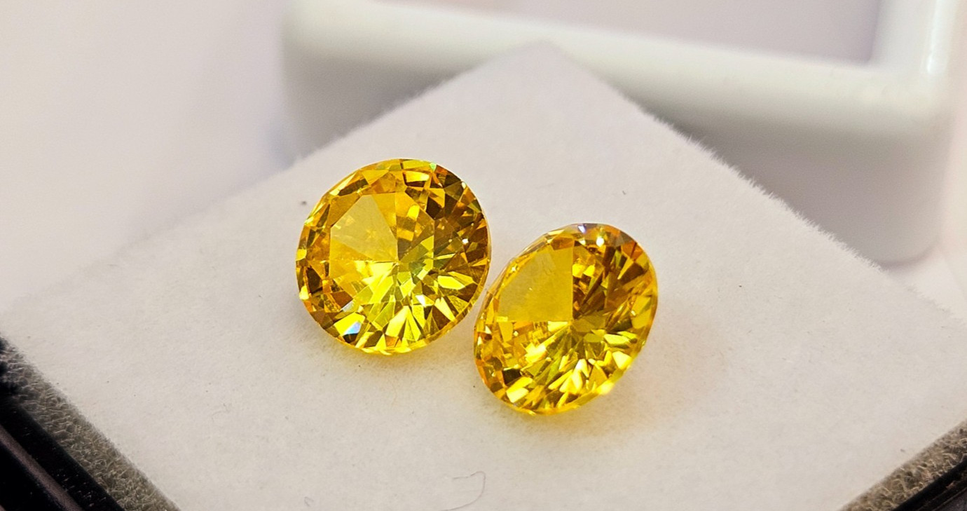 Yellow Zircon Round Cut 3+ Ct Pair For Earring Making Loose Gemstone