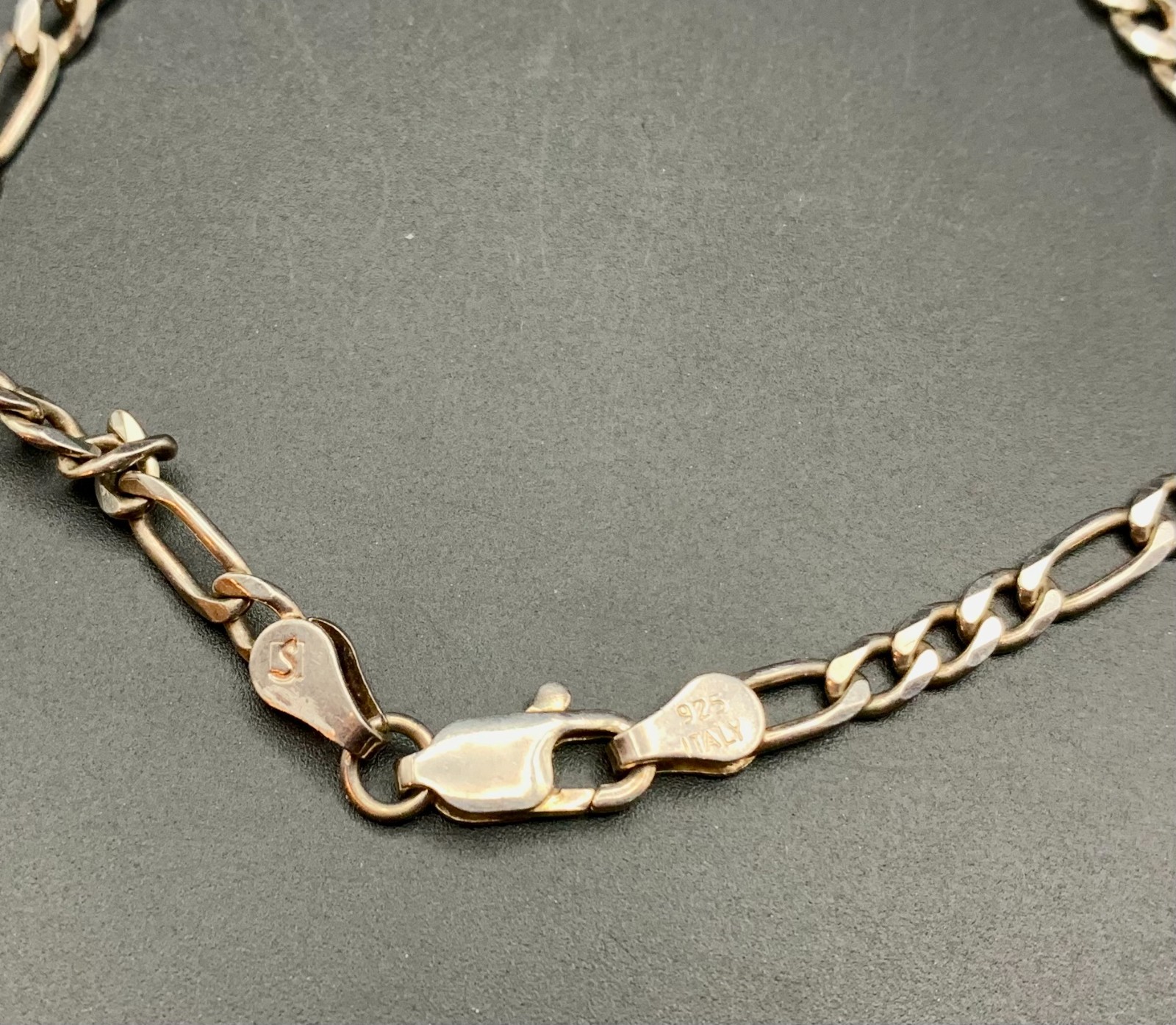 Vintage Italy 925 Figaro Chain Bracelet With Zodiac Style Charms 8.25″
