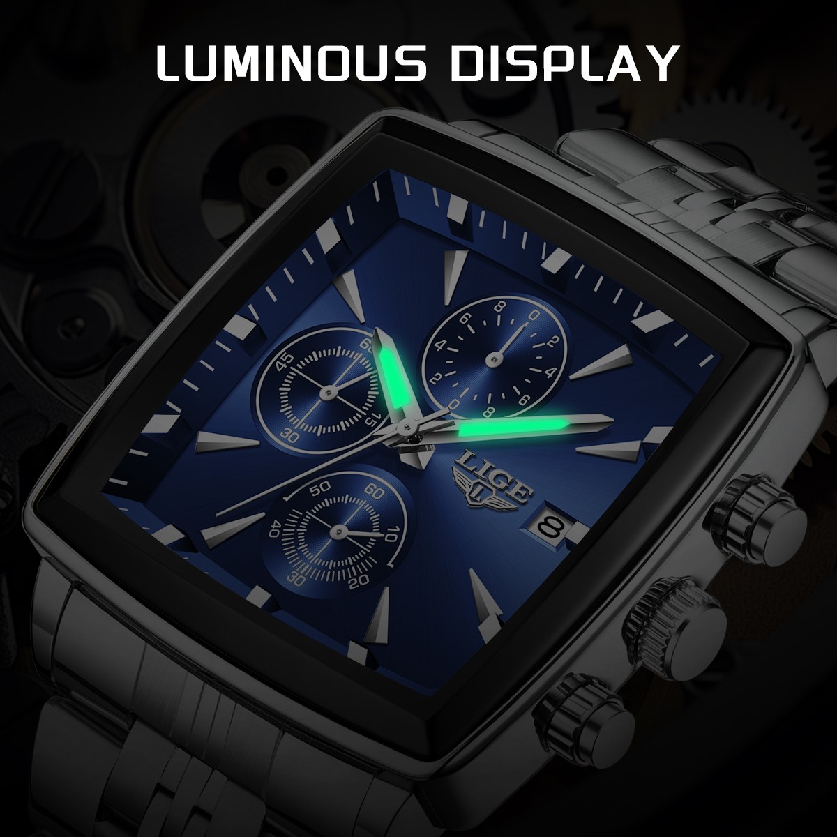Men Business Watch Stainless Steel Quartz Date Luminous Chronograph Man Watch