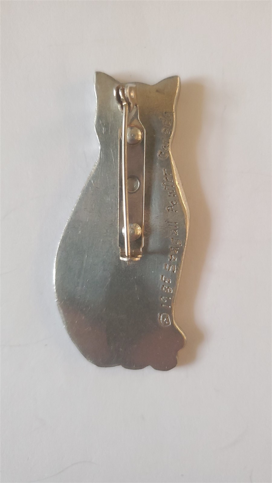 ~ VTG 1985 SIGNED Seagull Pewter Canada Jewelry Brooch Pin Cat 2.25″*H