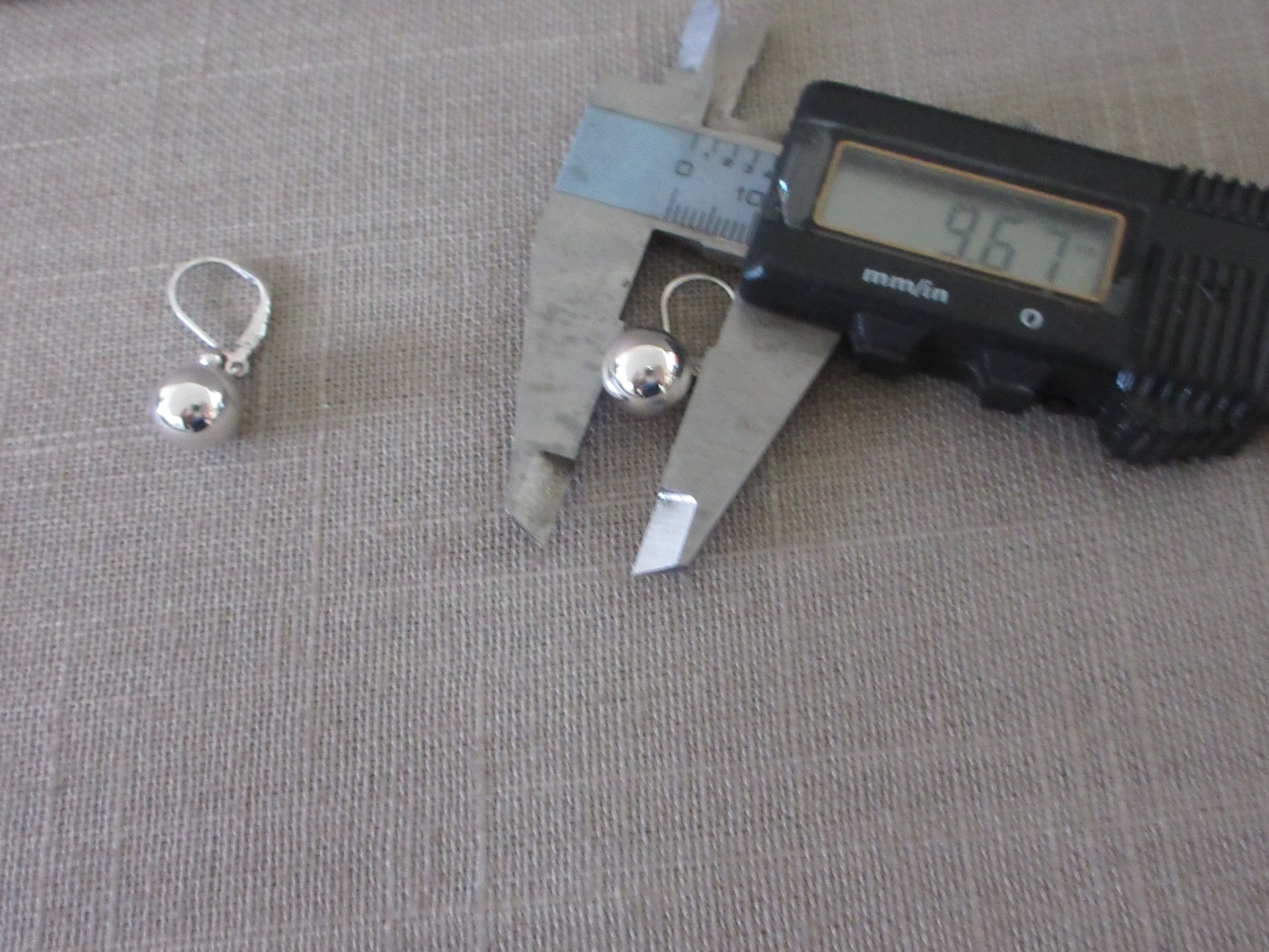 NF 925 Sterling Silver Lever Back 9.67mm Ball Earrings 2.82Grams