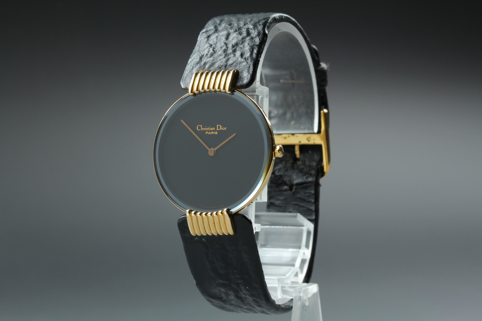 Vintage N MINT Christian Dior Bagheera D47-153-5 Black Dial Qz Mens Watch w/Box