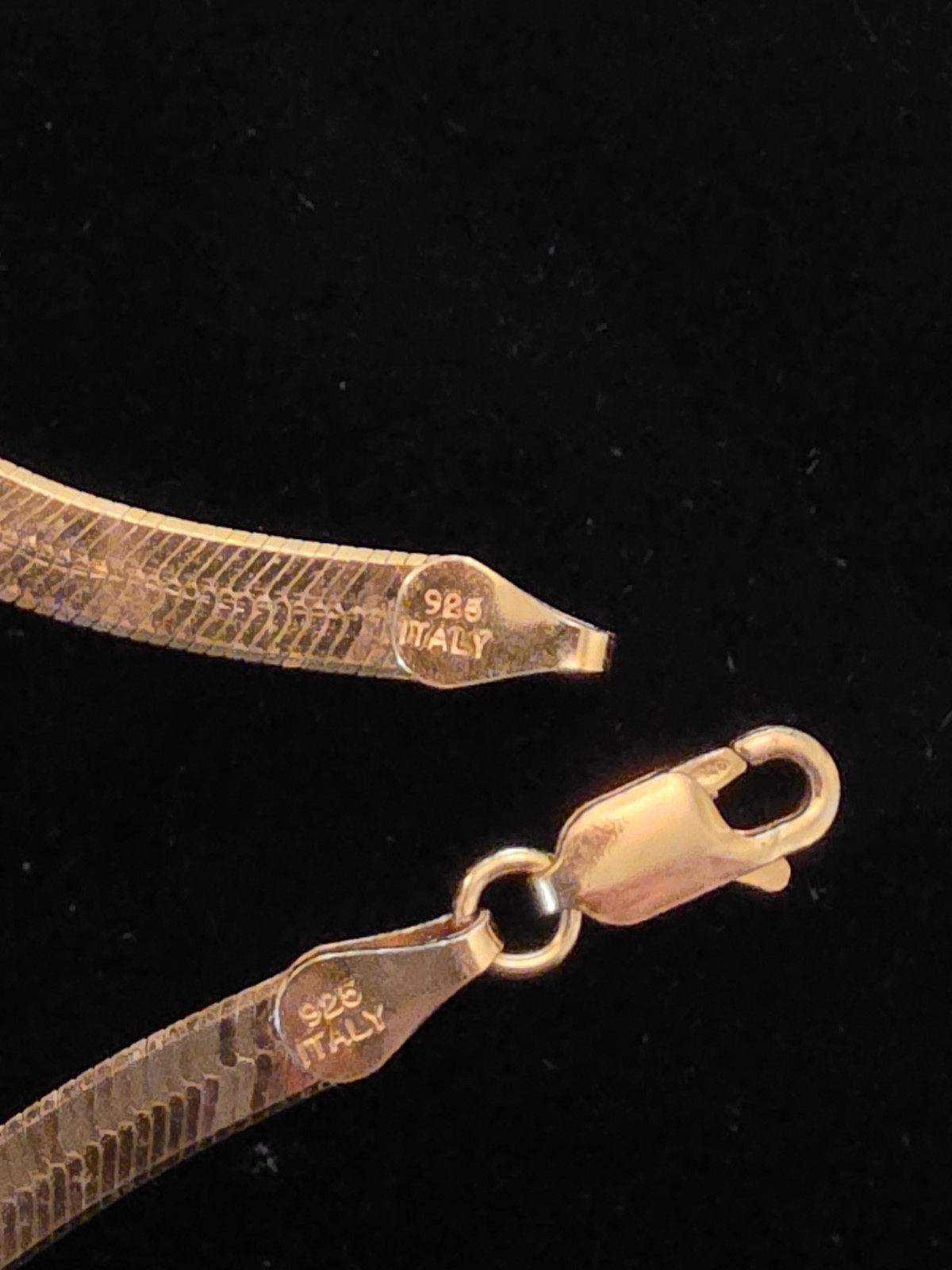 Sterling Silver Gold Tone Herringbone 7.5” Bracelet Made In Italy
