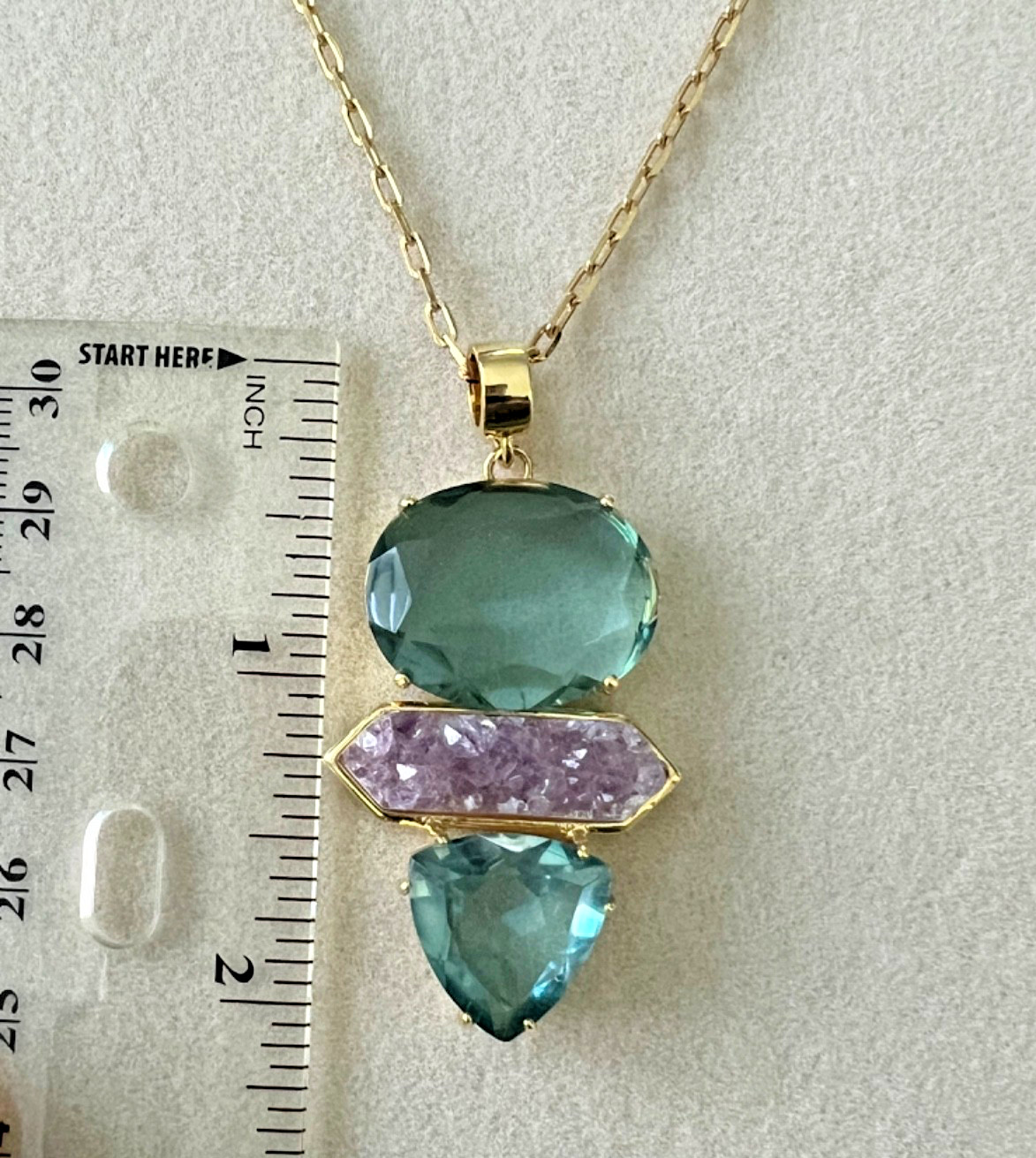 Brazilian Blue Topaz Pendant Faceted & Raw Brazilian Amethyst- Free Shipping!