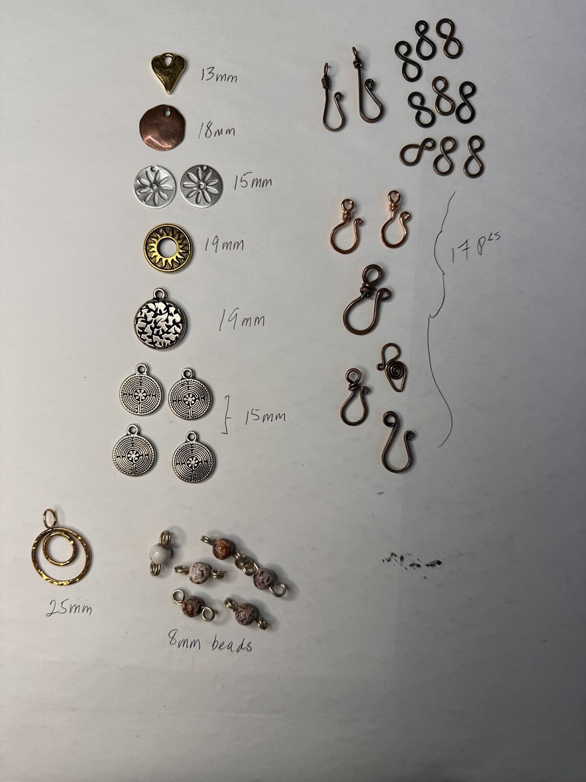 Lot Of 34 Fashionable Contemporary Charms, Beads, Findings For Jewelry Making G4