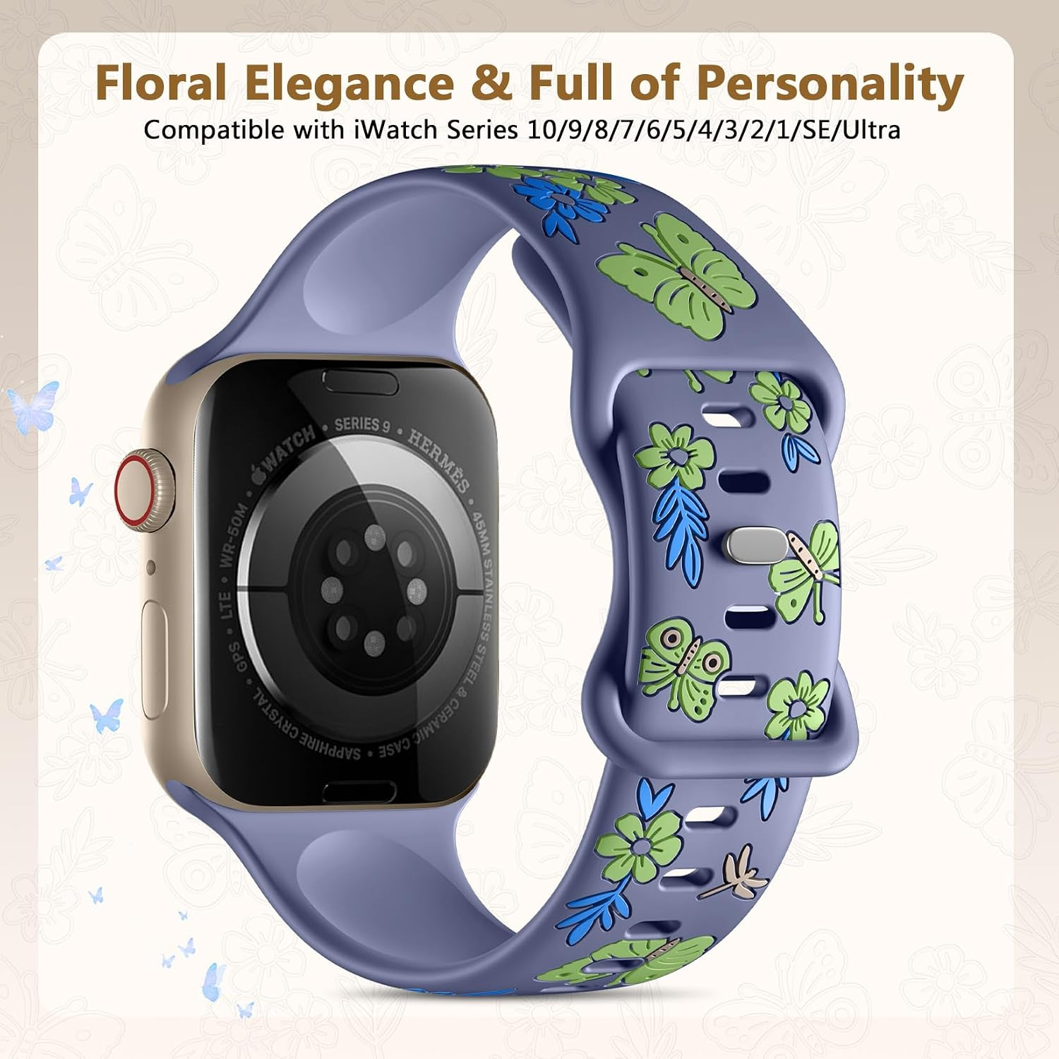 Floral Band Compatible with Apple Watch Band for Women 40Mm 38Mm 41Mm 42Mm 44Mm