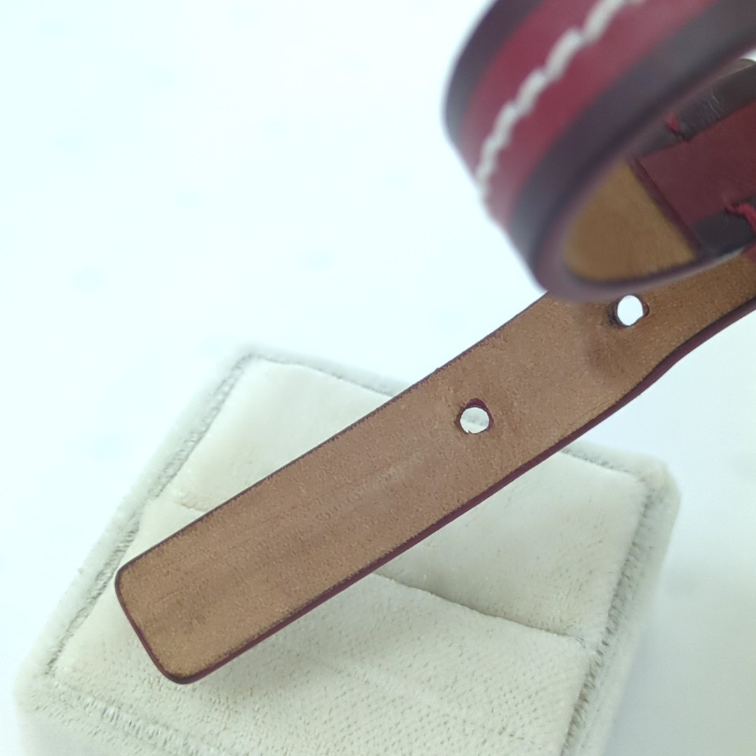 Salvatore Ferragamo Bracelet Wrap Made in Italy Leather Red Approx. 25.5cm