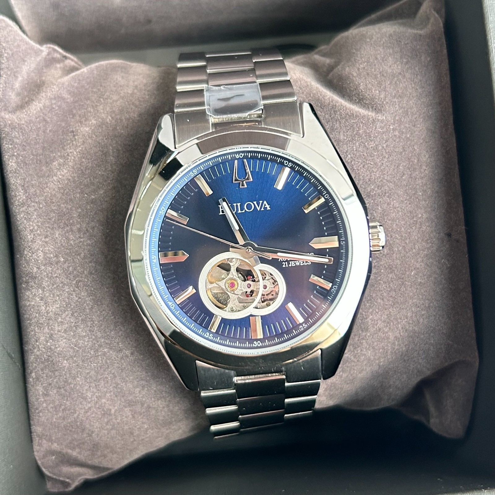 Bulova Surveyor Blue Dial Stainless Steel Strap Men’s 96A275 Automatic Watch
