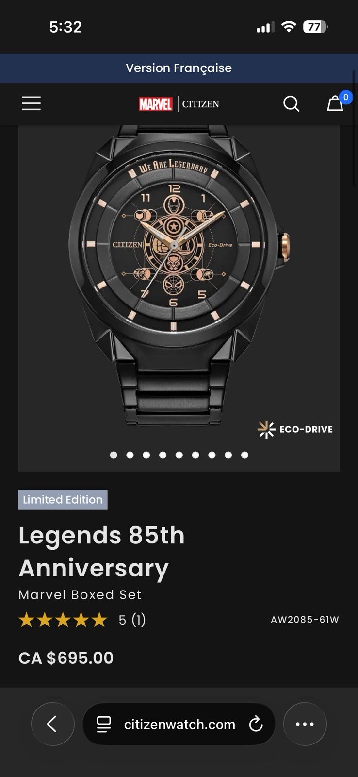 Citizen Eco-Drive Marvel Legends 85th Anniversary Limited Edition Watch