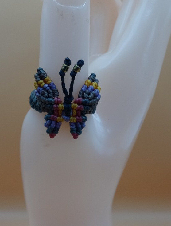 Women’s Ring Woven Macramé Thread Butterfly Design