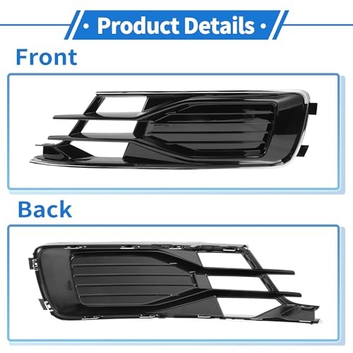 1pc Fog Light Grill for Audi A6 C7 2014-2018 Durable ABS Black Silver Tone