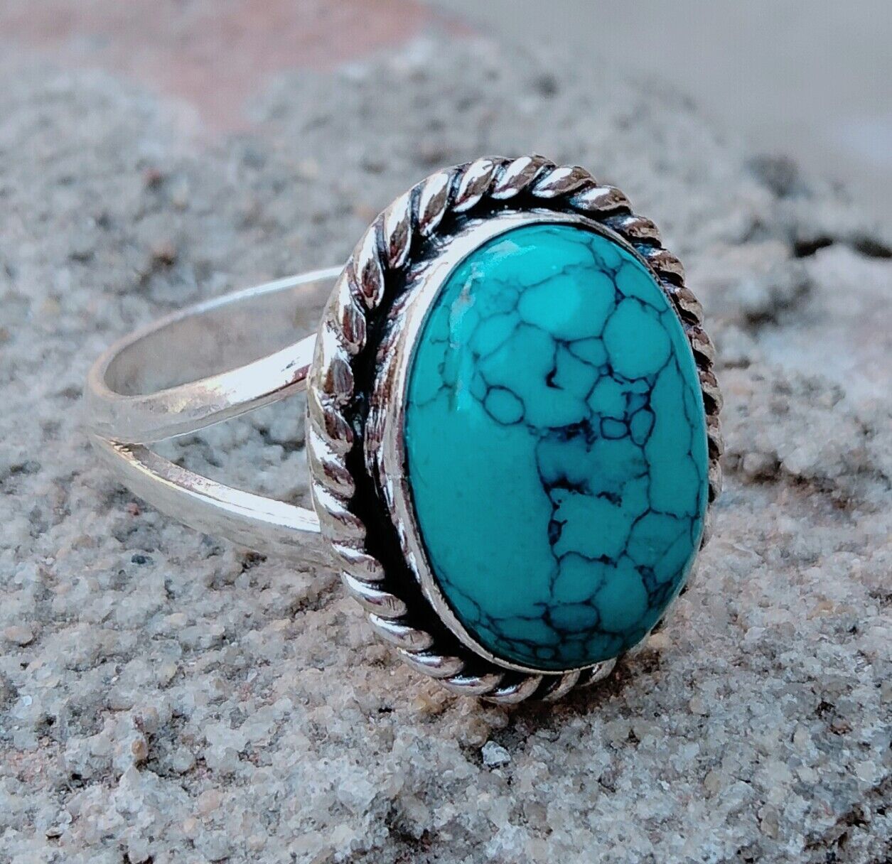 Turquoise 925 Sterling Silver Band& Spinner Ring Handmade ring All Size-U-50