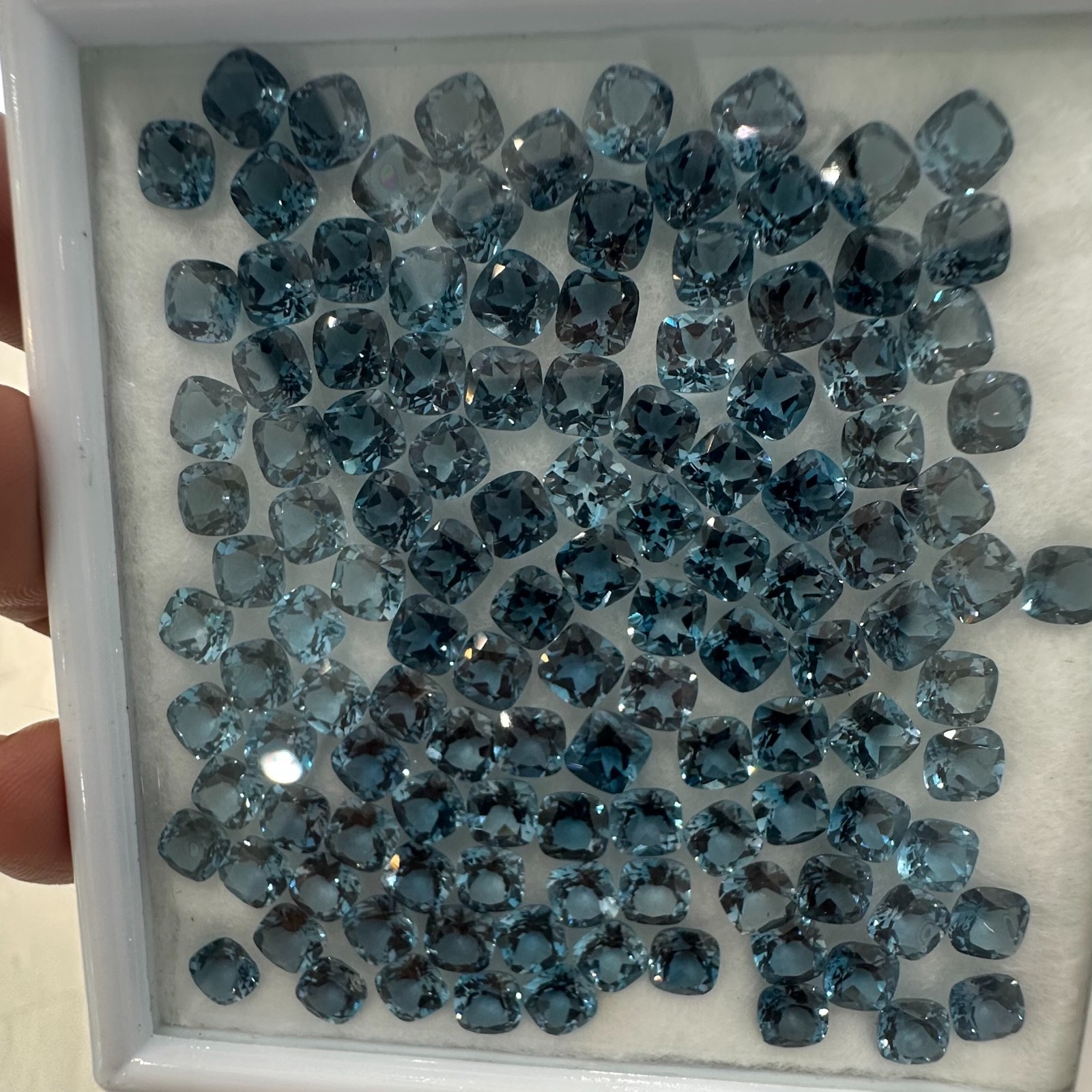 Natural Blue Topaz London Faceted Cushion Cut Loose Gemstone 5X5 MM For Making