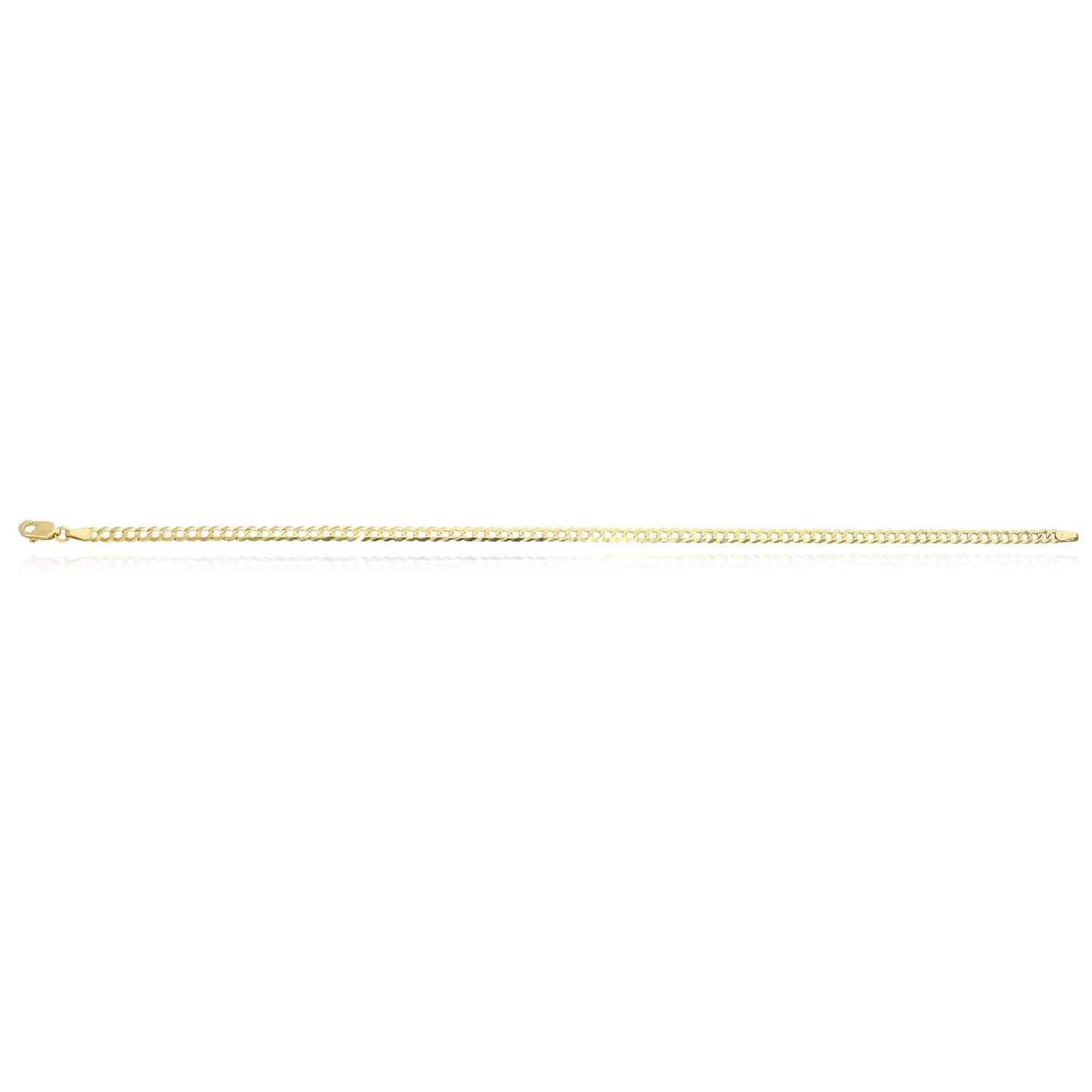 Solid 14K Yellow Gold 3.7mm Cuban Anklet Bracelet 10″