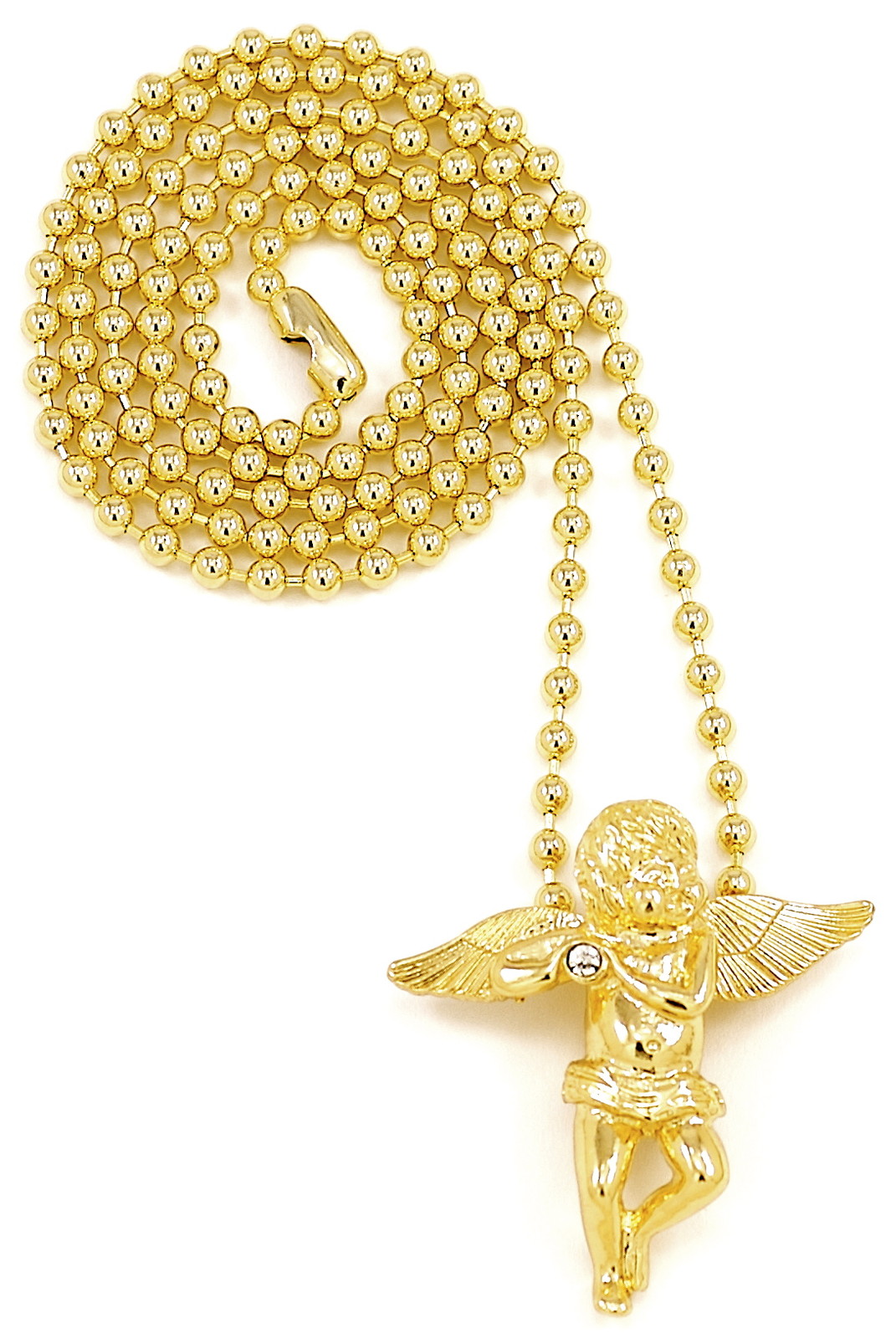 Angel Necklace New Mini Pendant 27 Inch Ball Style Chain Wings Spread