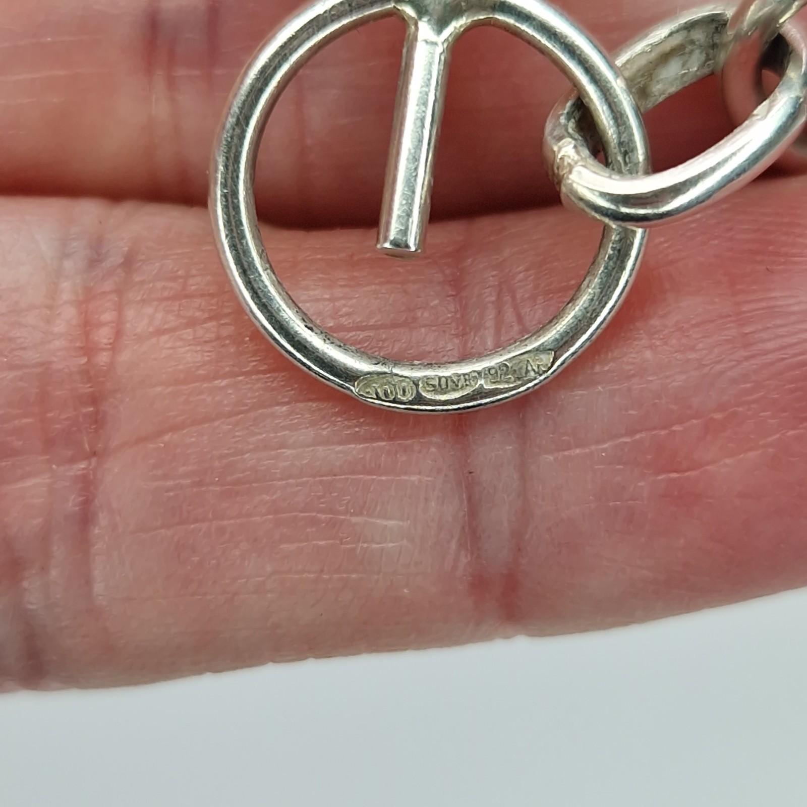 Modernist Scandinavian Bracelet 800 Silver Continental Locked Circles 21.5cm