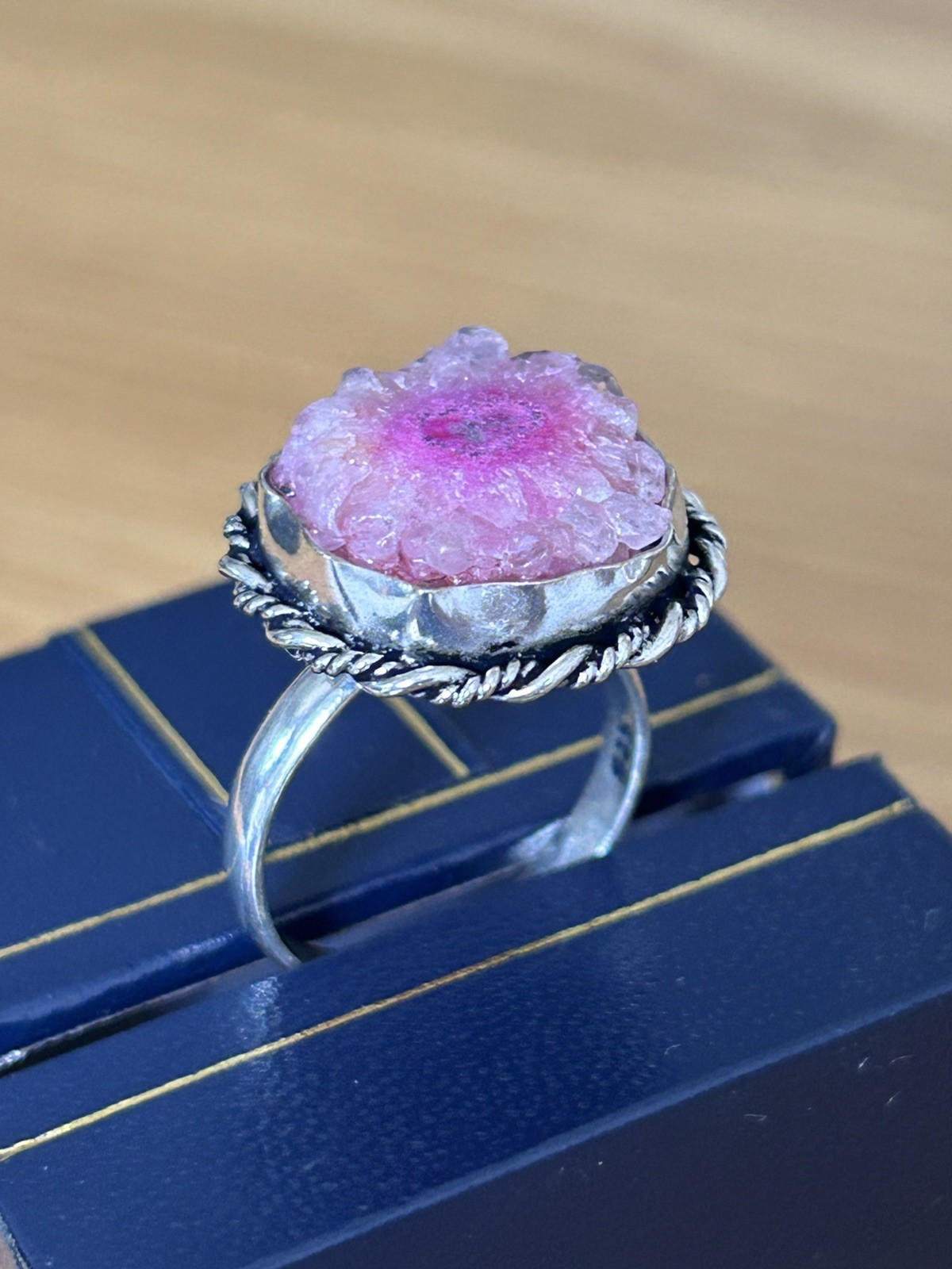 925 Silver‑plated cocktail ring size P 1/2