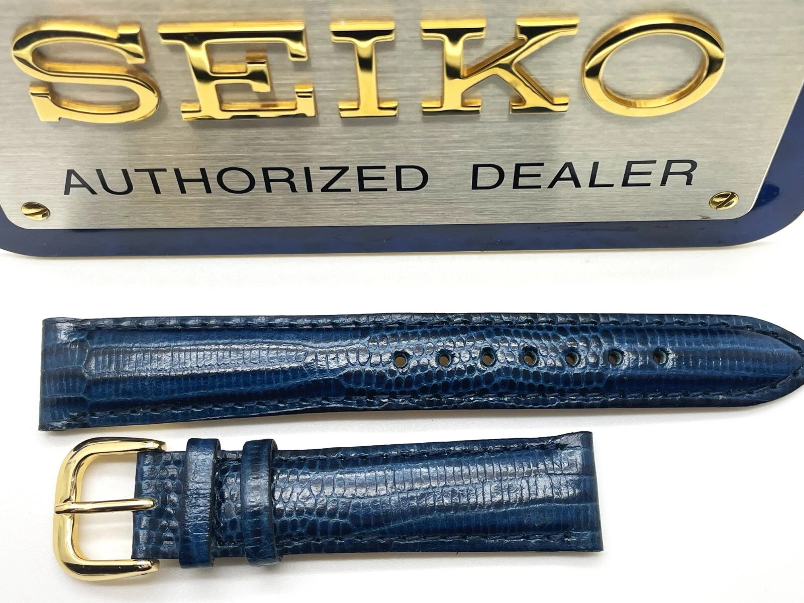 SEIKO LADIES NEVER WORN 16MM BLUE LEATHER REPLACEMENT DRESS BAND 890-16