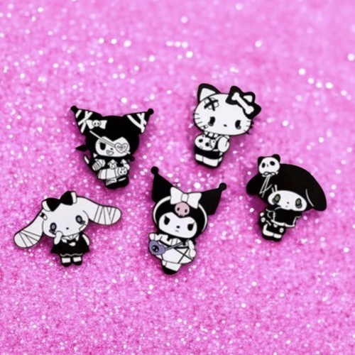 5pc Sanrio Gothic Pins Miniso Hello Kitty Kuromi Cinnamoroll My Melody