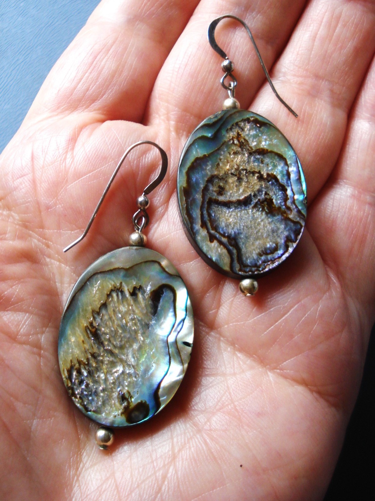 19 1/2″ Outershell Abalone Thick Triangular Pendant Lobster Clasp OOAK Necklace