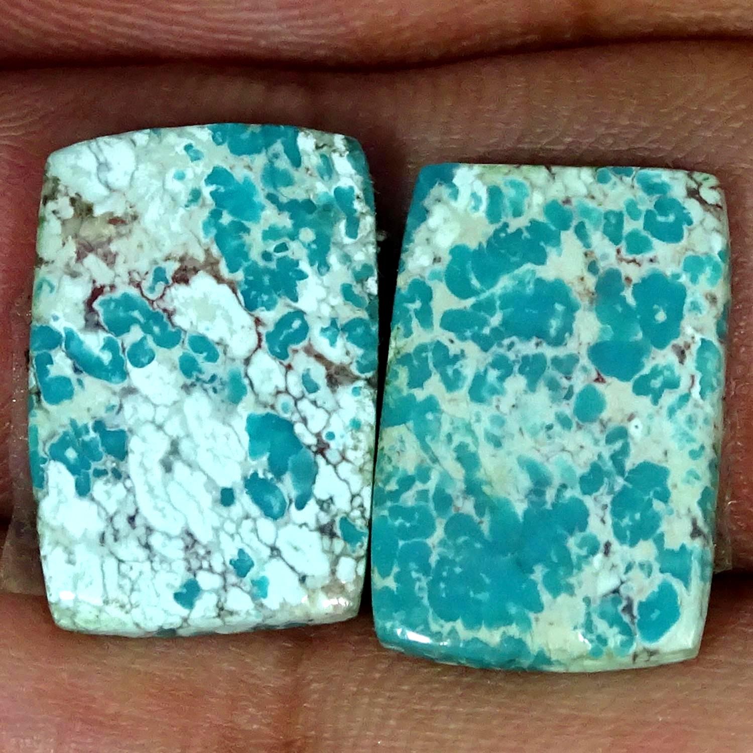 9.80Cts AAA Natural Tibet Turquoise Pair Cushion Cabochon 11X17X2MM
