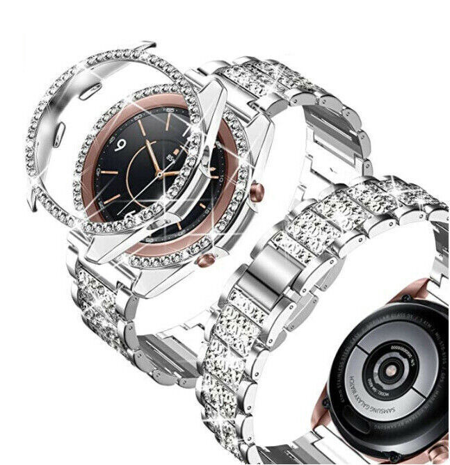 Bling Metal Watch Band + Diamond Case For Samsung Galaxy Watch 4 5 6 40mm 44mm