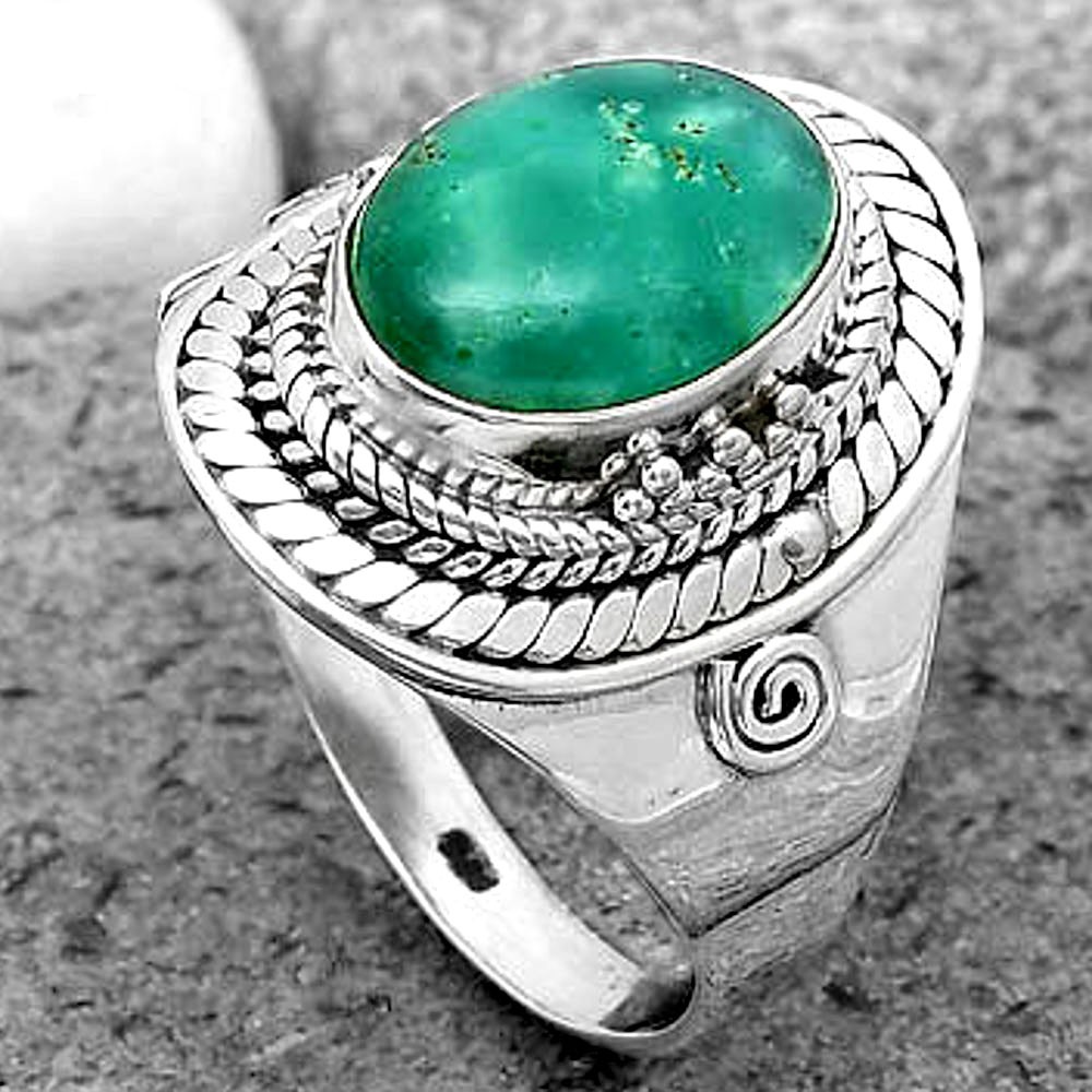 Natural Paraiba Amazonite 925 Sterling Silver Ring s.8 Jewelry R-1398