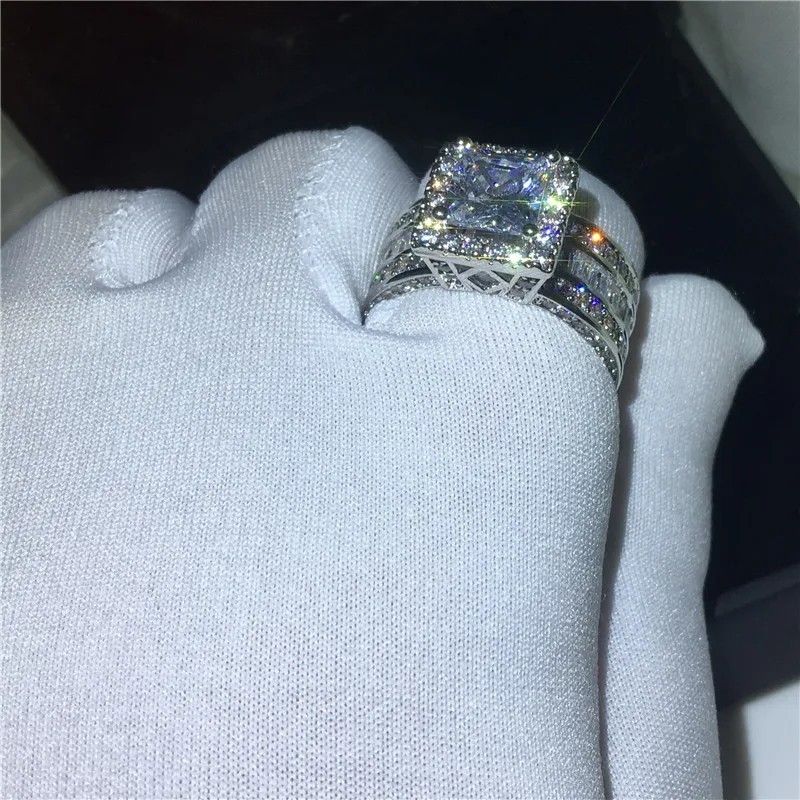 Women’s Stainless Steel Round Cut Cz Engagement Ring Band