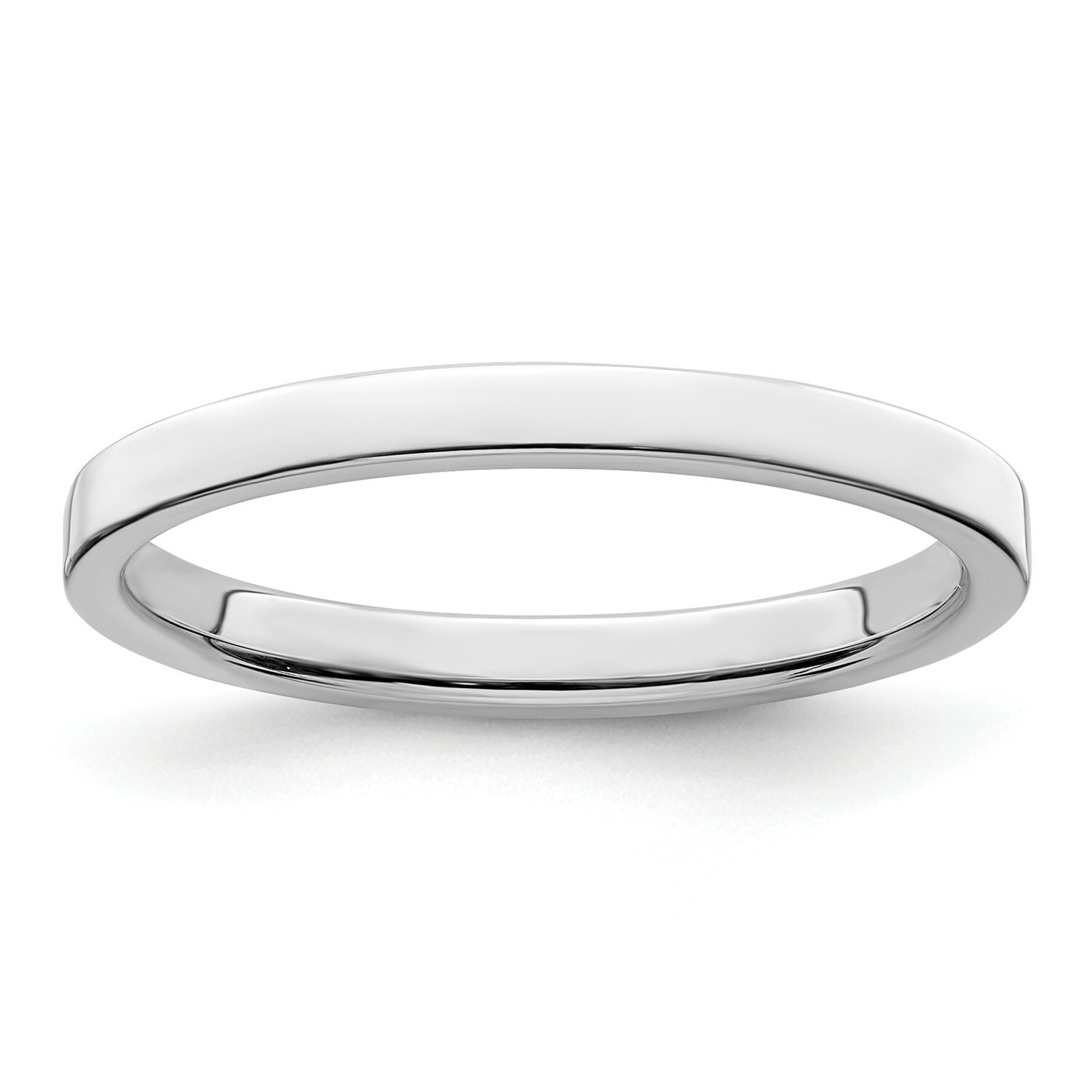 Sterling Silver Polished Lightweight Unisex 2mm Flat Wedding Band Size 4 to 13.5