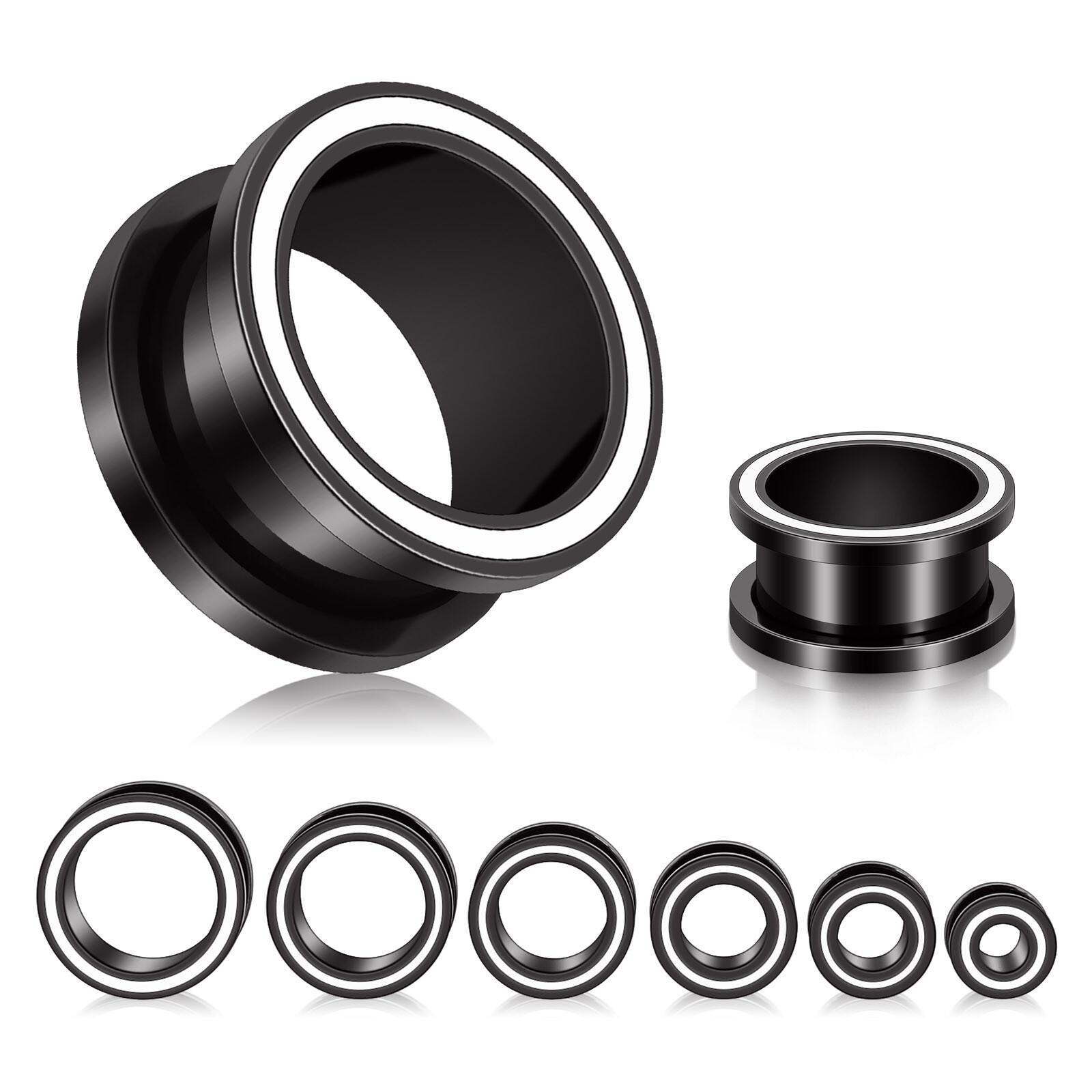 Pair Stainless Steel Screw Ear Gauges Ear Expander Plug Hollow Flesh Tunnel Plug
