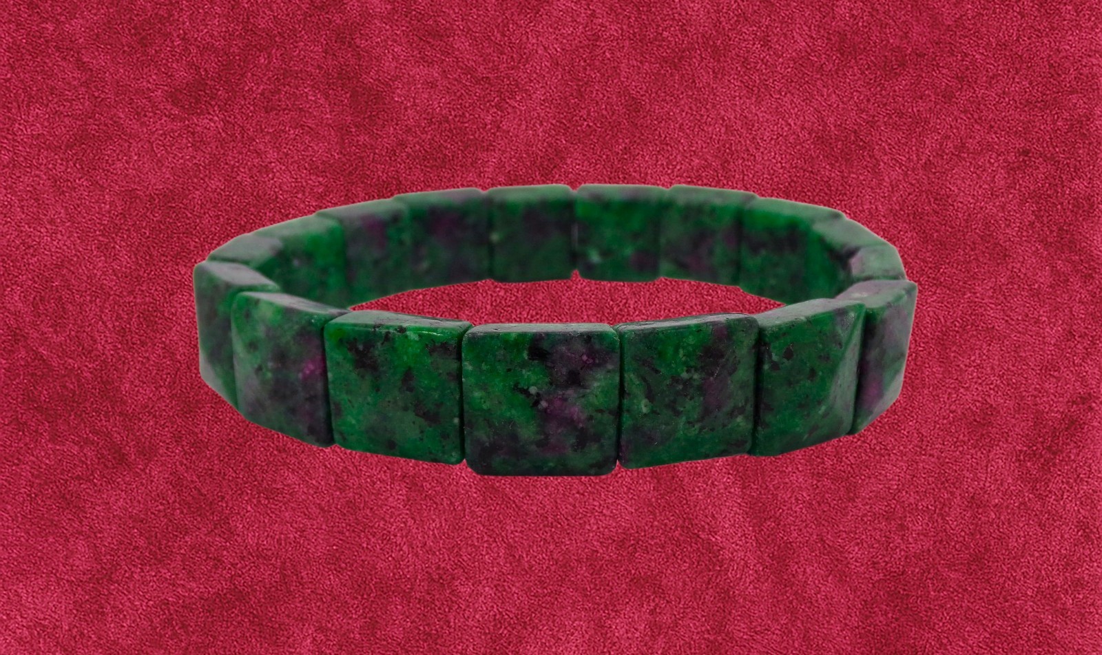 Ruby zoisite stone stretch bracelet purple green color gemstone 7.5″ New