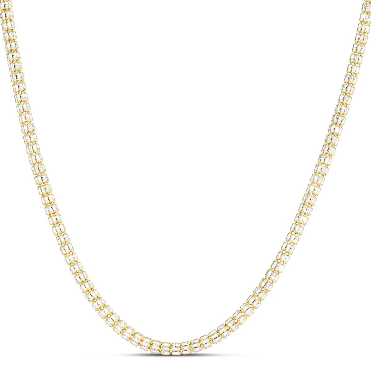 10k Two Tone Gold 20″ 2.7MM Sparkle Ice Link Chain Necklace Iced Rope 9 Grams