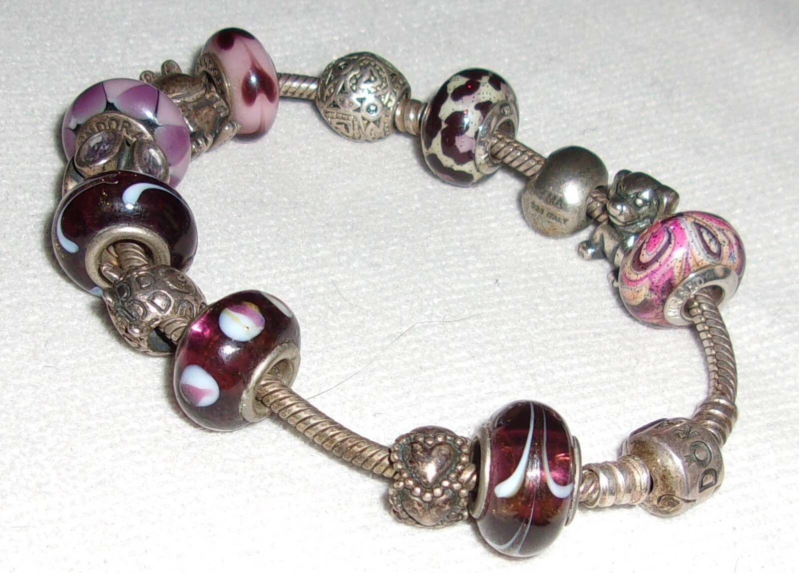 Sterling Silver Pandora 14 Charms Bracelet 7.5″inch Long