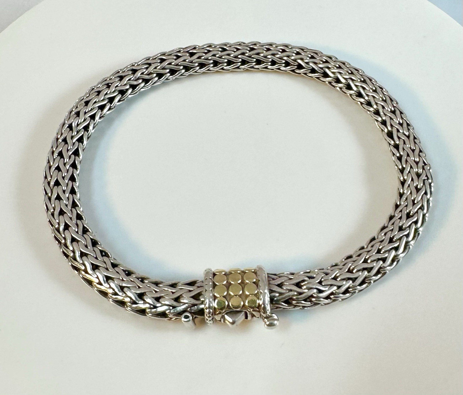 John Hardy Dot Bracelet – 18K Gold and Sterling Silver 7.75”