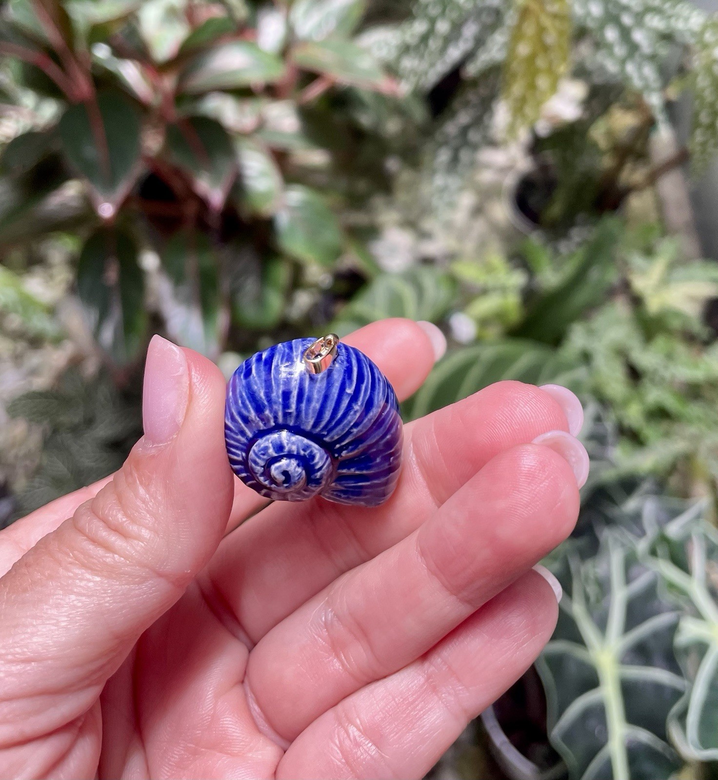 Handmade Ceramic Pendant Jewelry. Unique piece. Indigo
