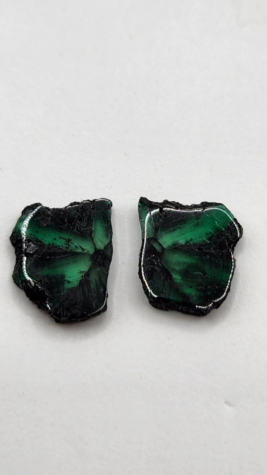 5.44 ctw Rare Muzo Colombian Trapiche Emerald Pair Natural Specimen Collector