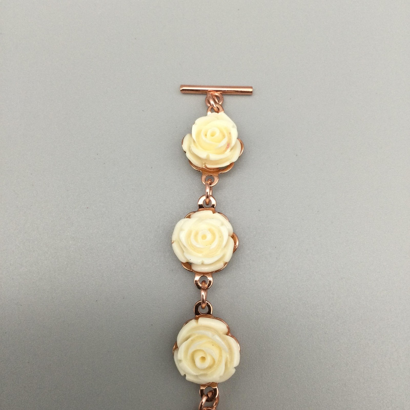 Strada Women Watch 29mm Rose Gold Dial Cream Rose Flower Bracelet New Battery 8″