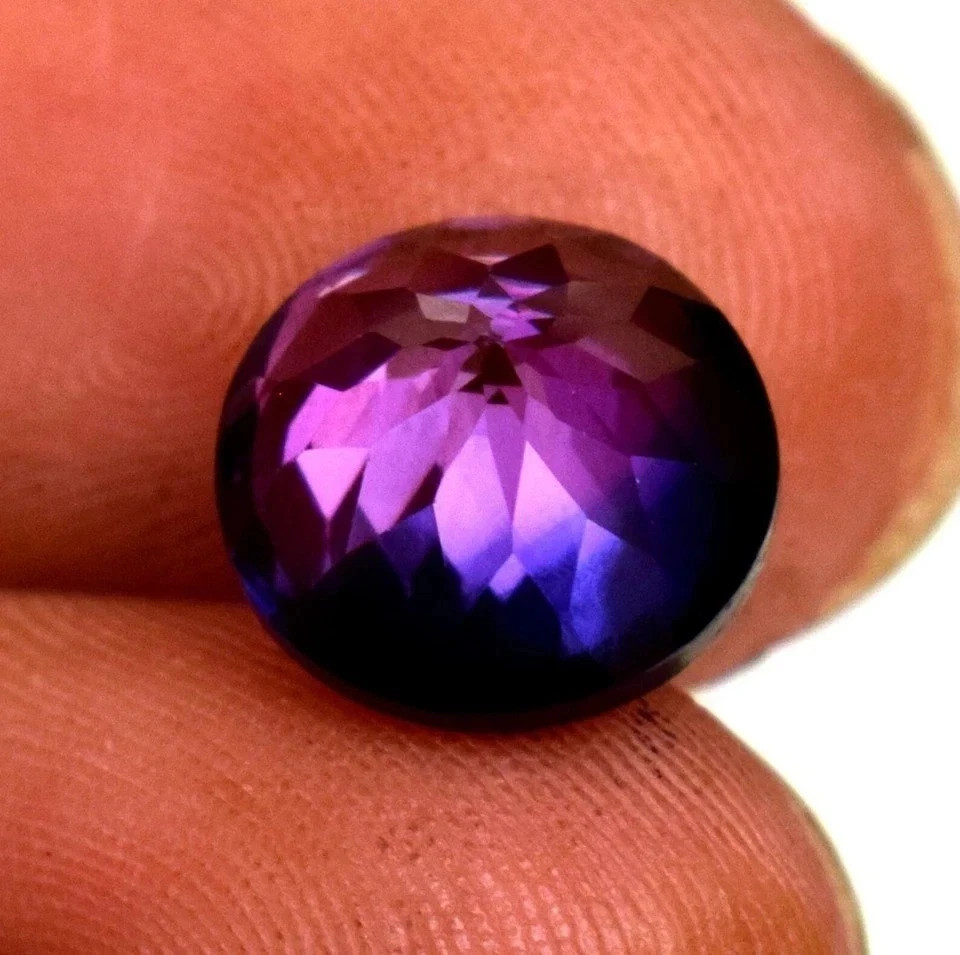 Ceylon Purple Blue Round Sapphire 8.00 Ct Bi-Color Natural Certified Gemstone