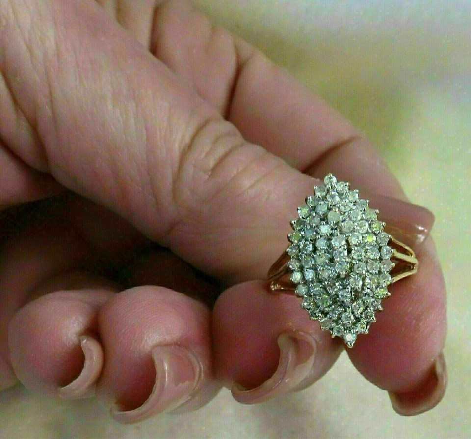 2Ct Round Cut Lab Created Diamond Engagement Cluster Ring 14K Yellow Gold Plated