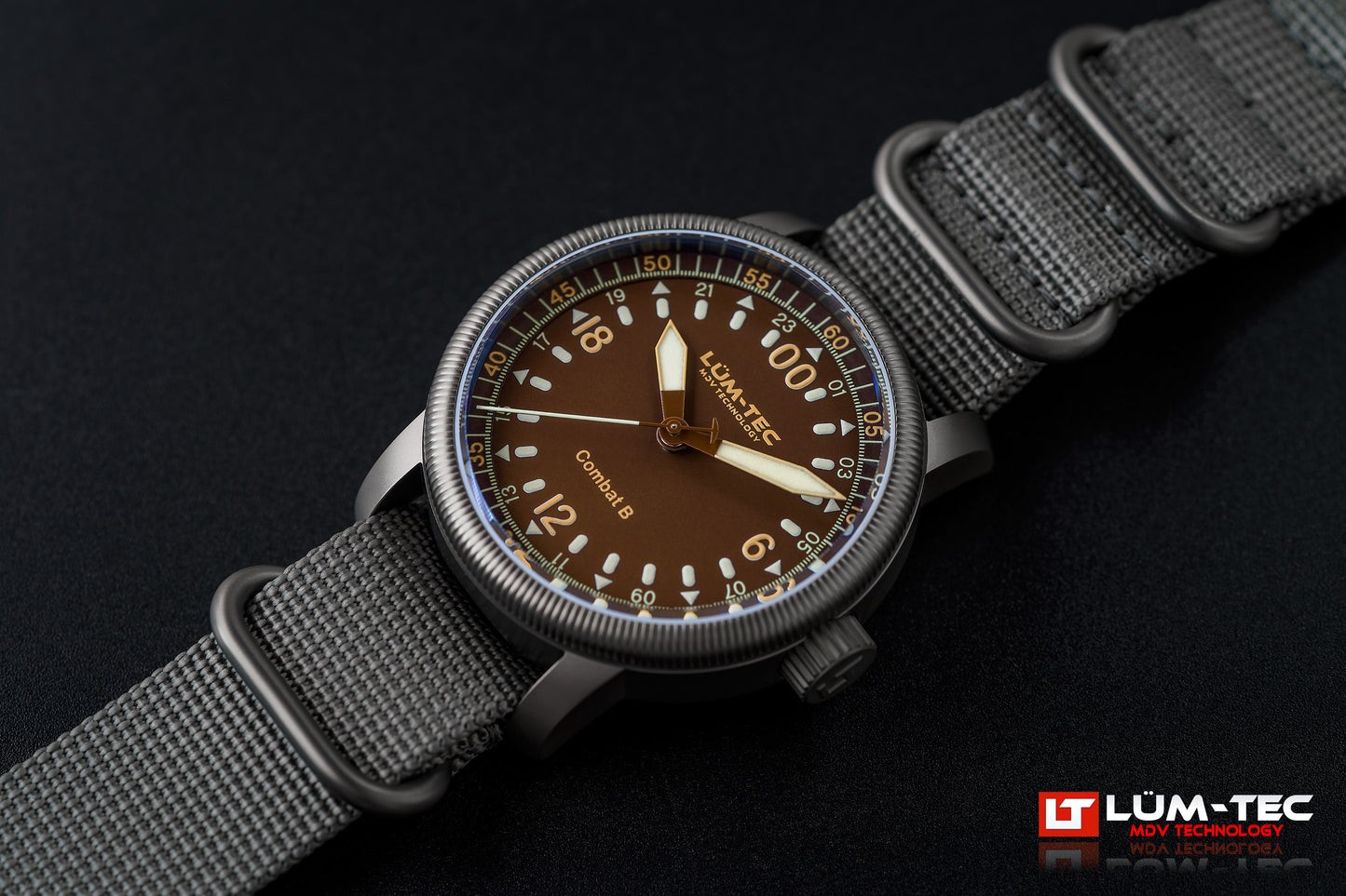 Lum-Tec Mens Watch Combat B60 24HR Automatic 43mm Brown Dial Miyota Japan 9075