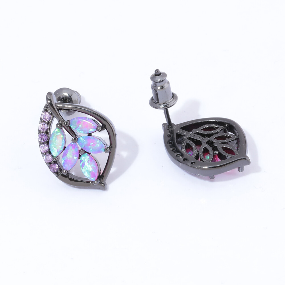 Gemstone Purple Fire Opal 925 Silver Drop Earrings For Women Jewelrys Wedding