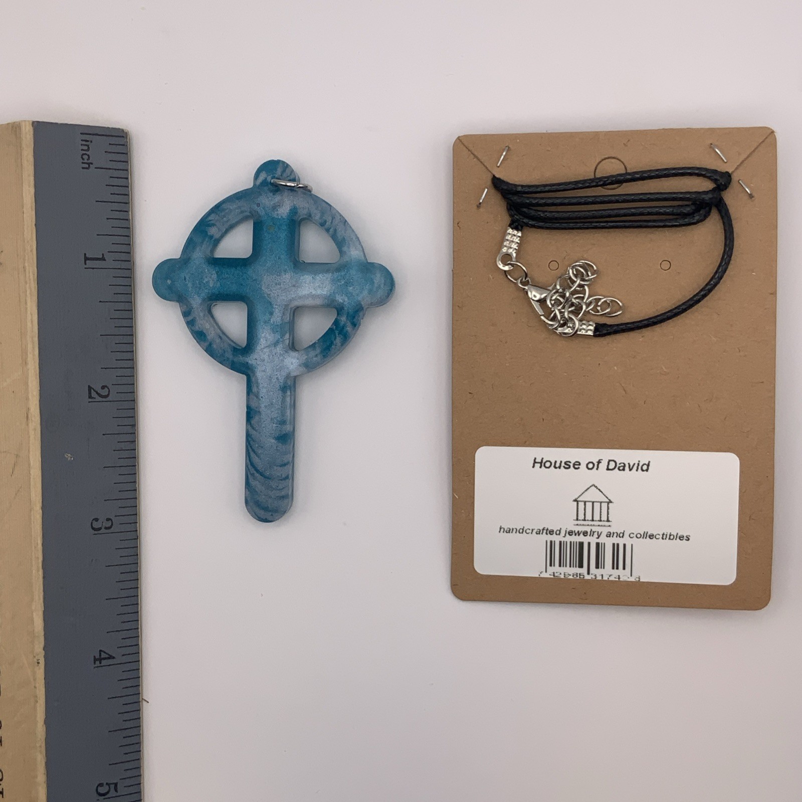 House Of David Handmade Cross Necklace Marbled Dream Water