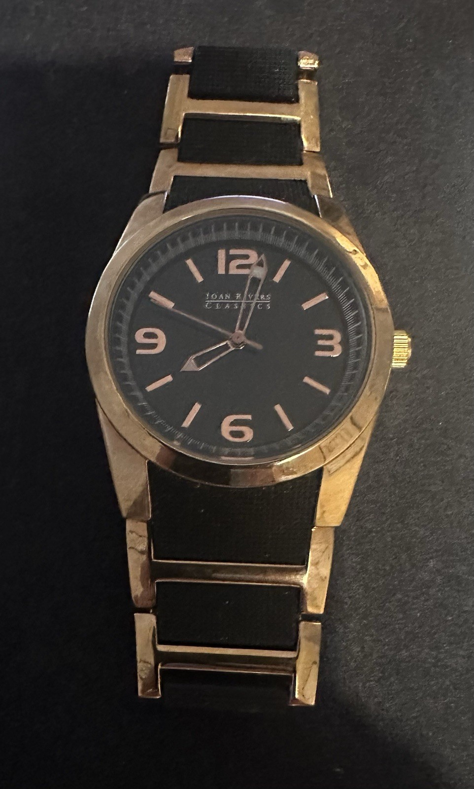 Joan Rivers Classics Women’s Quartz Analog Gold-Tone Bracelet Watch Black Dial