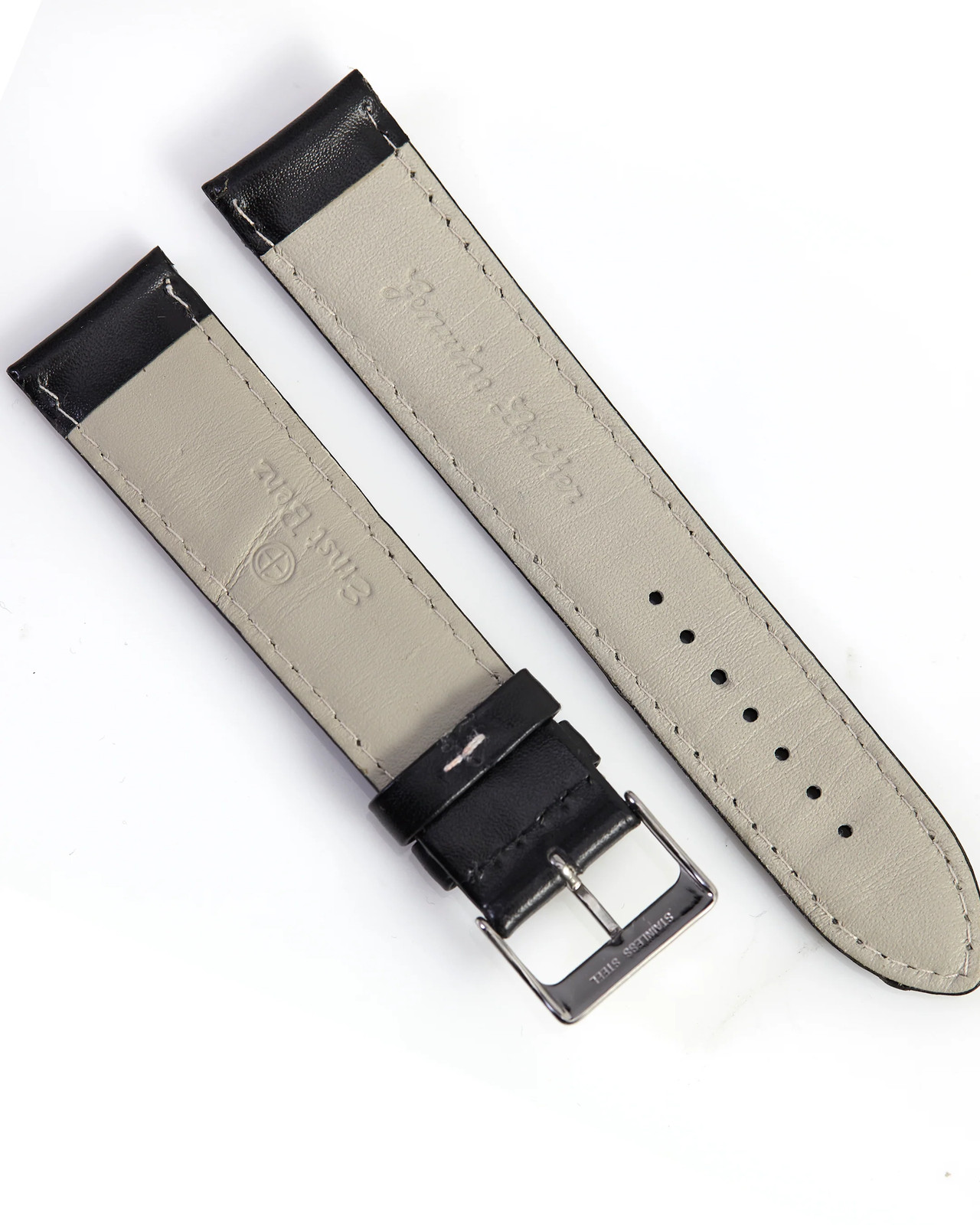 Ernst Benz 22mm x 20mm Black Band w/ White Stitch Black w/ White Stitch