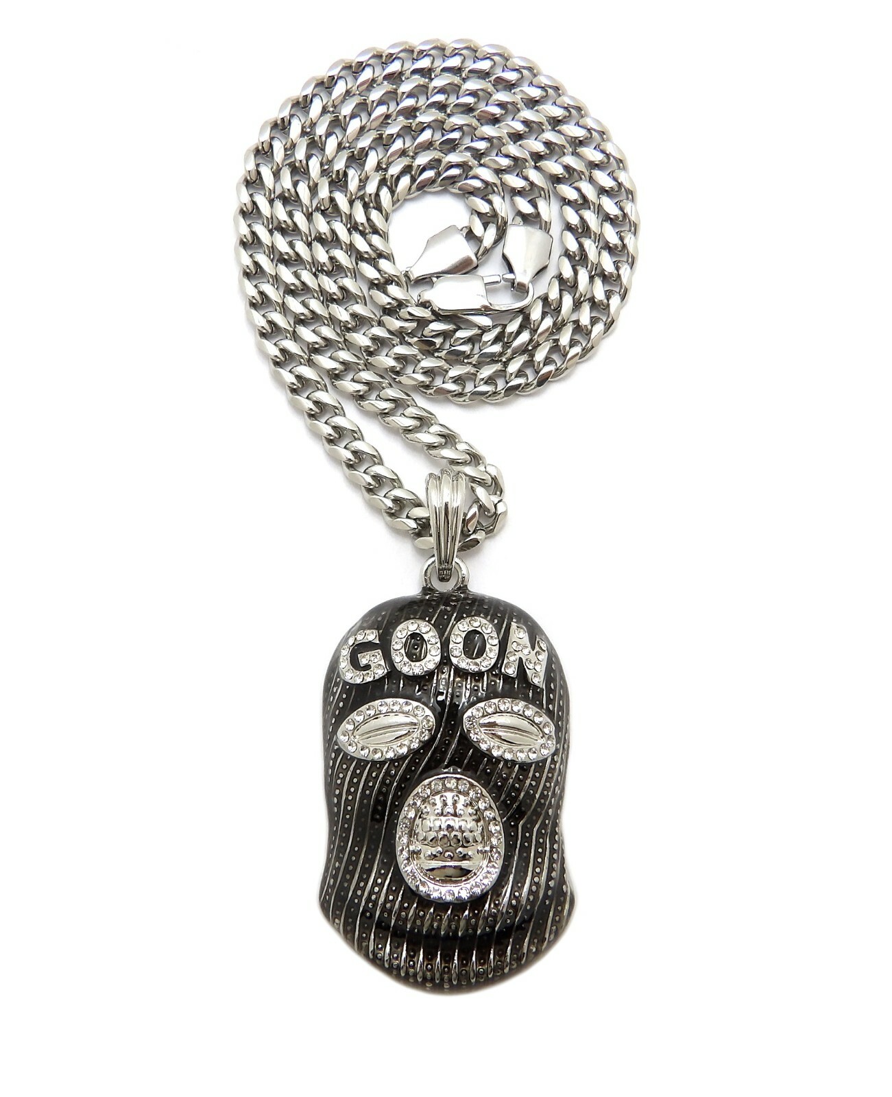New Hip Hop Goon Mask Man Pendant 5mm Stainless Steel Cuban Chain Necklace