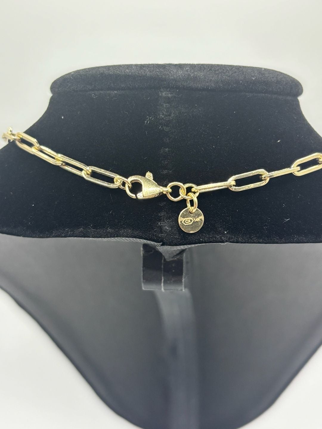 14K Gold Paperclip Link Chain Necklace with Heart Pendant